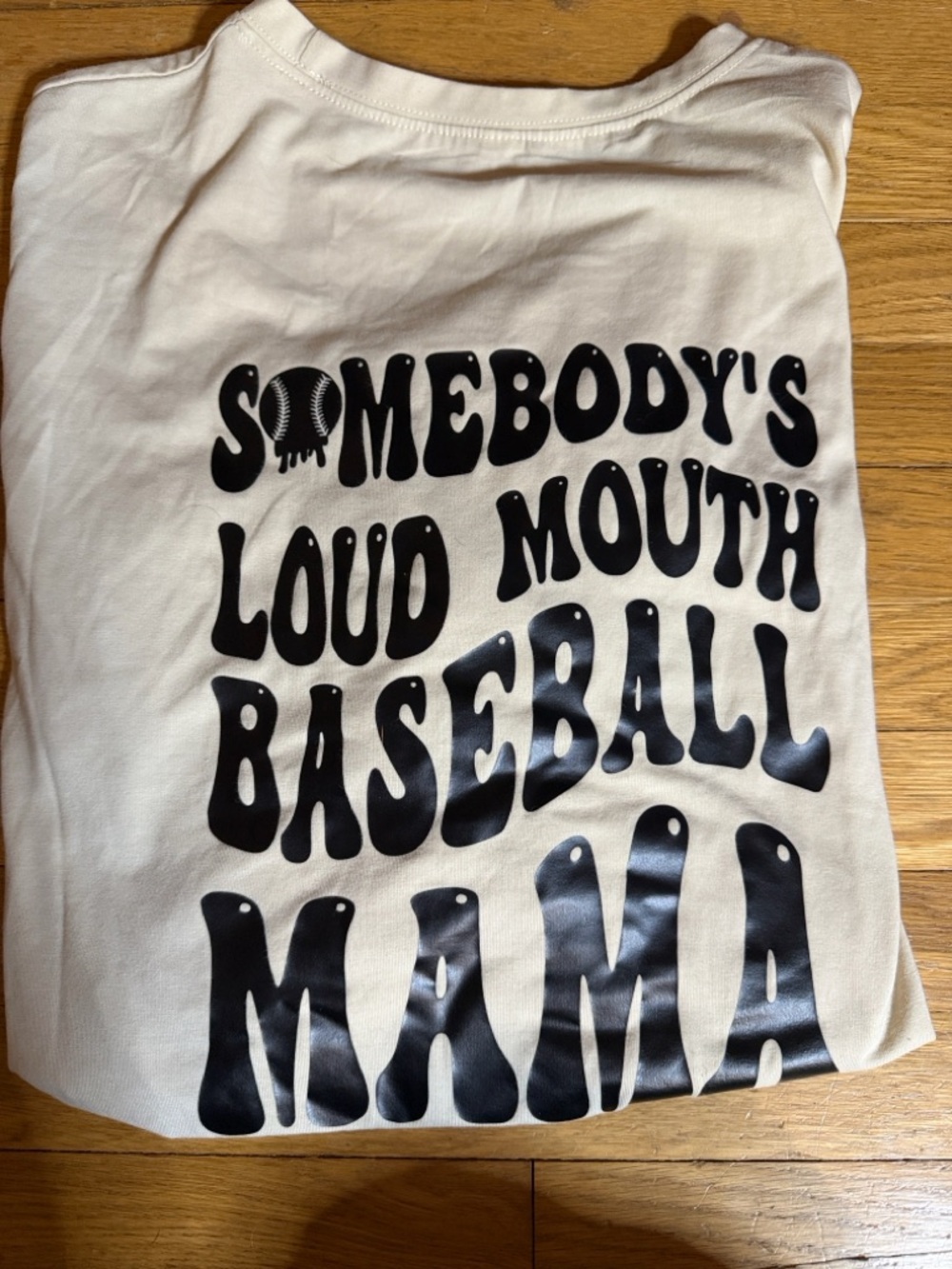 Women’s Oversized Cream Graphic Baseball Tee - Unbranded Sz L NWOT